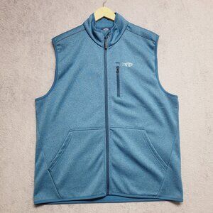 AFTCO Vest Mens Large Blue AFTech Performance Fleece Zip Pockets Fishing Casual